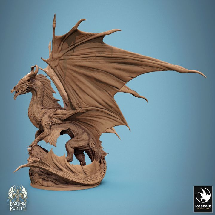 3D Printable Legendary Metallic Bronze Dragon Stand Door by